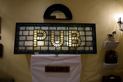 Firehouse Antiques - c 1930's Tiffany Glass sign