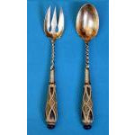 American Sterling Silver and Doulton Lambeth Stoneware Salad Servers, George C. Shreve & Co, San Francisco, C.1880 Preview