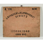 RARE, HAND-PAINTED OUIJA BOARD, SALMON PINK AND BLACK, 1880-1910: Preview