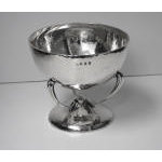 Antique Arts and Crafts Scottish Silver hammered design large Bowl, Glasgow 1905 by R & W Sorley. Preview
