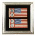 McKINLEY & ROOSEVELT VS. BRYAN & STEVENSON, A RARE AND HIGHLY DESIRABLE PAIR OF CA 1900 CAMPAIGN PARADE FLAGS Preview