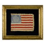 38 STARS IN A RARE GREAT STAR PATTERN, A SILK PARADE FLAG WITH GOLD SILK FRINGE, COLORADO STATEHOOD, 1876-1889 Preview