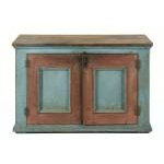TWO-DOOR PAINTED QUEBEC CUPBOARD / SERVER IN ROBIN'S EGG BLUE WITH RED TRIM, 1810-30 Preview