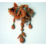  Carved coral very fine large drop brooch, C.1880.  Preview
