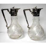 Pair of Art Nouveau Silver and Glass Claret Jugs, Germany circa 1900, by Wilhelm Binder Preview