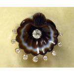 Antique gold, diamond & agate shell Brooch, England C.1875  possibly by Watherston  Preview