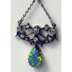 Antique Opal and Diamond Pendant 15K and platinum chain, c.1900  Preview