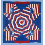 PATRIOTIC QUILT WITH FOUR 15 STAR FLAGS SURROUNDING A RED, WHITE, & BLUE LONE STAR, PROBABLY MADE TO CELEBRATE 100 YEARS OF KENTUCKY Preview