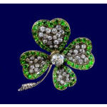 Antique Demantoid and Diamond clover Brooch , England C.1880 Preview
