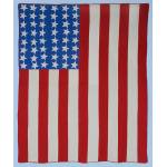 PATRIOTIC FLAG QUILT WITH 48 STARS AND BEAUTIFUL QUILTING, WWI ERA (1917-1918), CANTON ON THE WAR STRIPE, PENNSYLVANIA ORIGIN: Preview