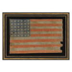 36 STARS, 1864-67, A LARGE SCALE, CIVIL WAR ERA PARADE FLAG WITH ATTRACTIVE WEAR Preview