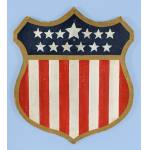 LARGE, WWI-ERA, PATRIOTIC AMERICAN SHIELD WITH 13 STARS: Preview