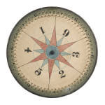 IMPRESSIVE TWO-SIDED GAME WHEEL WITH RED & BLUE STARS, ca 1900: Preview