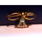 Continental 14K enamel Ruby and Diamond Egyptian revival butterfly brooch, C. 1920.  Preview