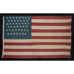 45 STARS ON AN ESPECIALLY ATTRACTIVE DENIM BLUE CANTON, A BEAUTIFUL EXAMPLE OF A COTTON BUNTING FLAG OF THIS PERIOD, 1896-1907, SPANISH-AMERICAN WAR ERA, UTAH STATEHOOD: Preview