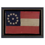ENTIRELY HAND-SEWN CONFEDERATE 1ST NATIONAL (STARS & BARS) PATTERN FLAG WITH AN UNUSUAL COUNT OF 12 STARS TO REFLECT THE SECESSION OF MISSOURI IN 1861, IN A SMALL, DESIRABLE SCALE: Preview