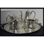 Rare design Silver matching Tea & Coffee Service & Tray, Hallmarked 1848-1878  Preview