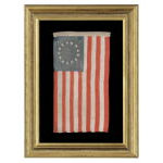 ENTIRELY HAND-SEWN 13 STAR FLAG MADE BY THE GRANDDAUGHTER OR GREAT-GRANDDAUGHTER OF BETSY ROSS (RACHEL ALBRIGHT OR SARAH M. WILSON), IN THE EAST WING OF INDEPENDENCE HALL, PHILADELPHIA, 1898-1913: Preview