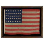 38 HAND-SEWN, SINGLE-APPLIQUD STARS ON A FLAG MADE BY ANNIN IN NEW YORK CITY, COLORADO STATEHOOD, 1876-1889, SIGNED "G. SCHENK, 1881": Preview
