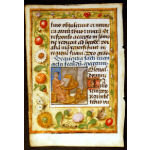 IM-10390 - Book of Hours leaf with trompe l'oeil floral border and miniature of St. Mark Preview