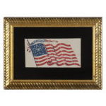 CIVIL WAR ERA BROADSIDE/FLYER WITH AN IMAGE OF A 34 STAR FLAG WITH AN EAGLE IN THE CENTER OF A �GREAT STAR� PATTERN AND A TASSLED STREAMER FEATURING THE WORD �UNION�: Preview