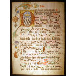 IM-10594 - Medieval Choirbook Leaf with exception illuminated initial - The Pentecost Preview