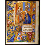 IM-10617 - Book of Hours Leaf with miniature painting of ''The Coronation of the Virgin Mary'' and wonderful winged creature in margin Preview