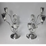 Rare set of 4 modernist Reyes Sterling Candelabra Mexico C.1940 Preview