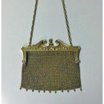 Art Nouveau 18K/14K Diamond  Pearl mesh link purse, C.1910. Preview