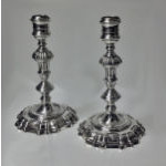 Rare pair of George 11 silver cast candlesticks, Newcastle 1746, James Kirkup Preview