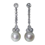 Pearl Diamond Platinum drop Earrings Preview