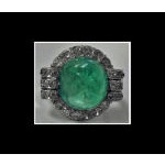 Art Deco Platinum Emerald and Diamond Ring, C.1930.  Preview