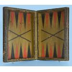 FOLDING BACKGAMMON BOARD, RED & GREEN PAINT, 1870-1890: Preview