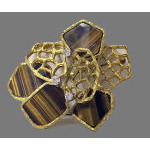 Abstract Diamond and Tigers Eye Pendant brooch 18K English  Preview