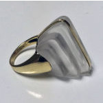 American 14K carved white Rock Crystal Ring, MAZ, C.1970.  Preview