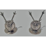 Asprey English silver stag menu place card holders, London 1925.  Preview