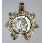 PA-3205: SILVER DRACHM, c. 336-323 BC - Set in a custom 14k gold pendant Preview