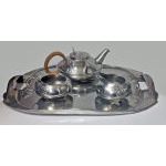 Archibald Knox Liberty Tudric pewter Tea set and Tray, C.1905.  Preview