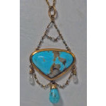 Arts and Crafts Gold Turquoise and Pearl Necklace, English C.1900.  Preview