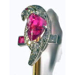 Tiffany Platinum Ruby and Diamond Parrot on gold stickpin, C.1940  Preview