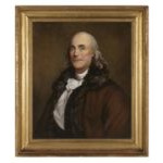 OIL ON CANVAS PORTRAIT OF BENJAMIN FRANKLIN AFTER DUPLESSIS, CA 1800-1830, IN A FANTASTIC GILDED AMERICAN FRAME OF THE SAME PERIOD OR PRIOR: Preview