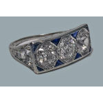 Art Deco Platinum Diamond Sapphire Ring, C.1920 Preview