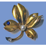 18K Sapphire, Diamond and Pearl Flower Brooch, France c.1900. Preview