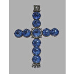Georgian 18th century Diamond, Gold, and blue stone large Crucifix Cross, C.1800.  Preview