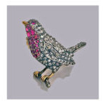 Antique Diamond and Ruby Bird Brooch Pin, English C.1890 Preview