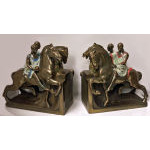 Pair Bronze bookends Pompeian Bronze depicting Homer's Iliad. C.1920 Preview