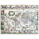 M-13903 - Important World Map - Blaeu, c 1635 - Cartes a Figures Preview