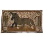 19th c. Hooked Rug of Trotting Horse Preview
