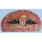 EAGLE HOOKED RUG, UNUSUALLY LARGE, STRIKING COLORS, HALF-MOON FORMAT: Preview