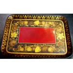 A Fine Papier Mache Tray with Burgundy Centre & Stand Preview